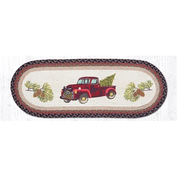Capitol Importing Co Christmas Truck Oval Patch Runner Rug 13 x 36 in 68530CT